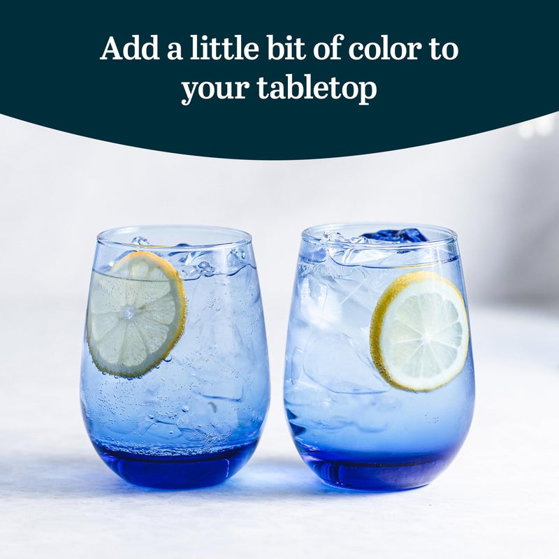 Libbey Classic Blue All-Purpose Stemless Wine Glasses, 15.25-ounce, Set of 6 - Image 2